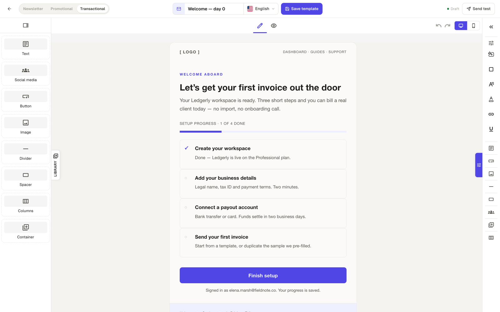 Drag-and-drop email builder